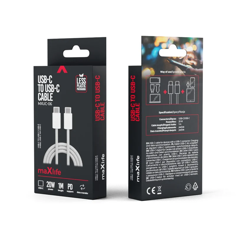 Kábel MXUC-06 nabíjací typ USB-C USB-C 1m 20W OEM0101125 maXlife