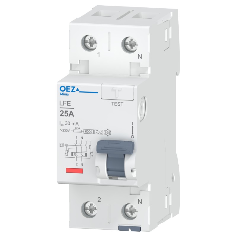 Chránič LFE-25-2-030A (46395) prúdový 2P 30mA AC "A" 6kA MINIA