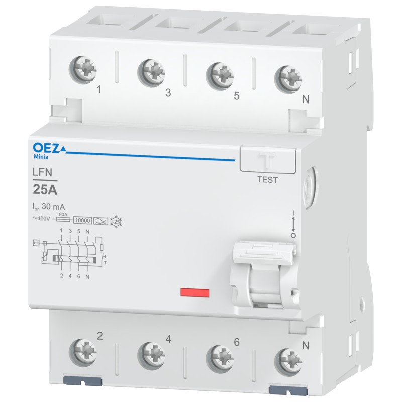 Chránič LFN-25-4-030A (42451) prúdový 4P 30mA Typ A 10kA MINIA