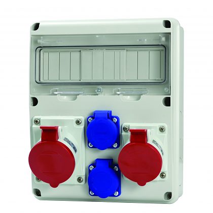 Rozvodnica zásuvková 633.3122, 5p, 1x32A/400V, 1x16A/400V, 2x230V domová, neistená 11M, IP44 SCAME