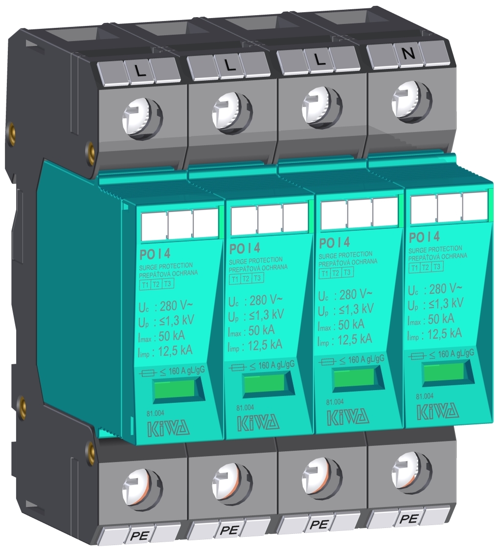Ochrana 81.004 prepäťová PO I 4 280V 4P "B" (B+C+D) KIWA
