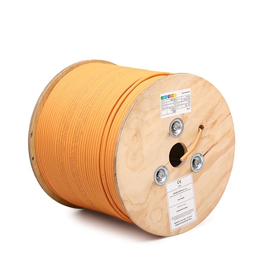 Kábel DATA STP cat.6A, oranžový, (pevný drôt) LSOH, tienený, 550MHz, 4x2xAWG23 (bubon 500m) (KE550HS23-B2ca/KE550HS23/1E-B2ca)(s1,d1a1)