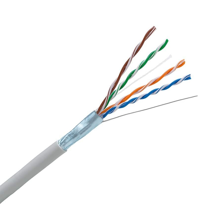 Kábel DATA FTP (F/UTP) cat.5e, sivý, (pevný drôt) LSOH, tienený, 300MHz, 4x2xAWG24 (bubon 500m/škatuľa 305m) (KE300S24LSOH-Dca-(RLX)) (Dca-s2,d1,a1)