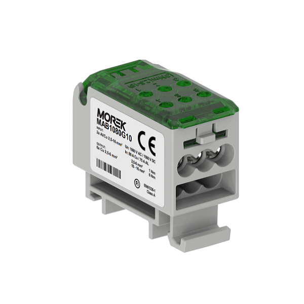 Blok distribučný OJL 135A (MAB1080G10), 2x2,5-16mm2 Cu/Al / 6x2,5-6mm2 Cu zelený