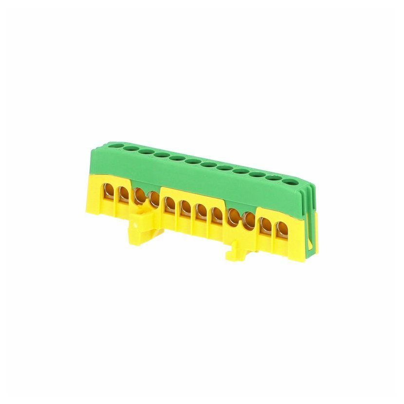 Mostík prepojovací PE 12-F2 (12x16mm2), s krytom, IP20, žltozelený, 63A, na DIN lištu EM