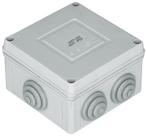 Rozvodka 6457-14 S, plast, so svorkou, 5p, 4mm2, sivá, s prechodkami, 89x89x53mm, IP54