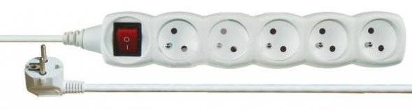 Šnúra PS-5Z-5m (P1515) predlžovacia s vypínačom biela 3x1mm (10A)