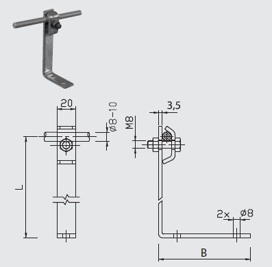 Podpera PV 23 na plechové strechy l=110mm FeZn ZIN (f313311)