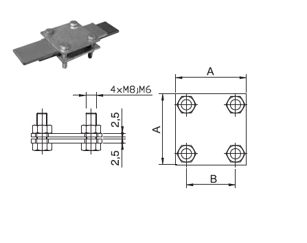 Svorka SR 02 (M8) odbočovacia a spojovacia pre pásovinu 30x4(3,5)mm FeZn ZIN (f616122)