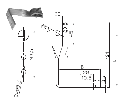 Podpera PV 23 vyt na plechové strechy vytočená l=110mm FeZn ZIN (f313312)