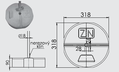 Podstavec Bet k JP a OB pr.330mm okrúhly (t000304) ZIN