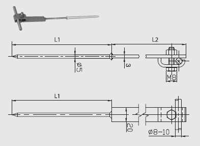 Podpera PV 17-2 do fasády/zateplenia s klincom a hmoždinkou l =130mm FeZn ZIN (f312624)