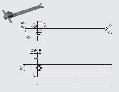 Podpera PV 03 do muriva, l=250mm FeZn ZIN (f311125)