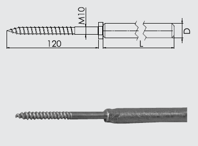 Tyč JD 15 zvodová s vrutom do dreva 1,5m (pr.18mm) FeZn ZIN (f111115)