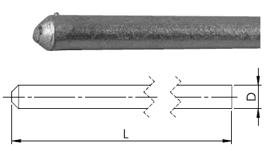 Tyč JP 10/16 zvodová bez osadenia 1m 16mm (pr.18mm) FeZn ZIN (111310/1) (f111310)