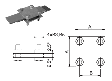 Svorka SR 02 (M6) odbočovacia a spojovacia pre pásovinu 30x4(3,5)mm FeZn ZIN (f616112)