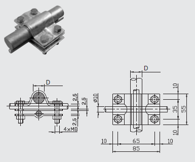 Svorka SJ 02 uzemňovacia tyč (pr.25mm) - guľatina FeZn ZIN (f611128)