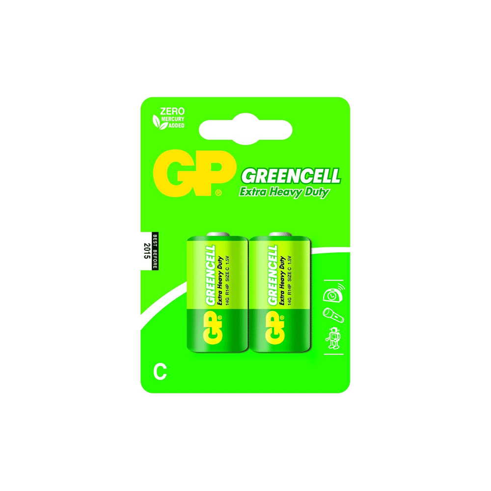 Batéria GP14G-2U2 nealkalická (B1231) C 1,5V LR14 (bal=2ks) GREENCELL (zelená) GP