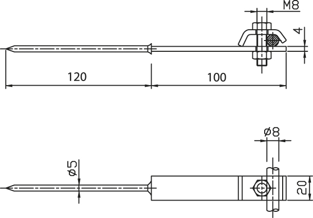 Podpera PV 17-1 do fasády/zateplenia s klincom a hmoždinkou l =100mm FeZn ZIN (f312623)