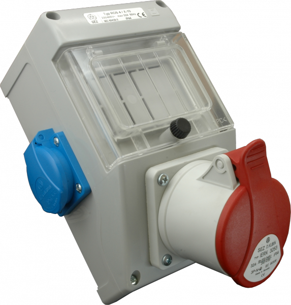 Rozvodnica zásuvková ROS 4/x-50, 1x32A/400V, 4p, 2x230V domová, neistená 4M, IP44