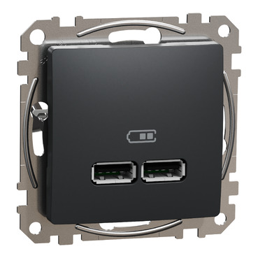 Zásuvka SDD114401 2-nás. USB 2,1A antracit SEDNA