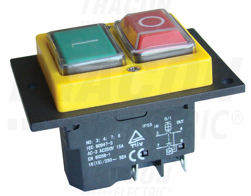 Spínač SSTM-02 tlačidlový 230V AC 12A IP54
