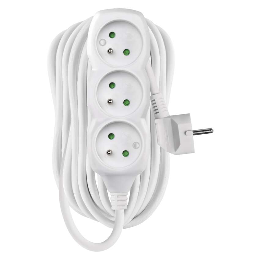 Šnúra predlžovacia PS-3Z-10m biela, 3x1 (10A) (P0310)