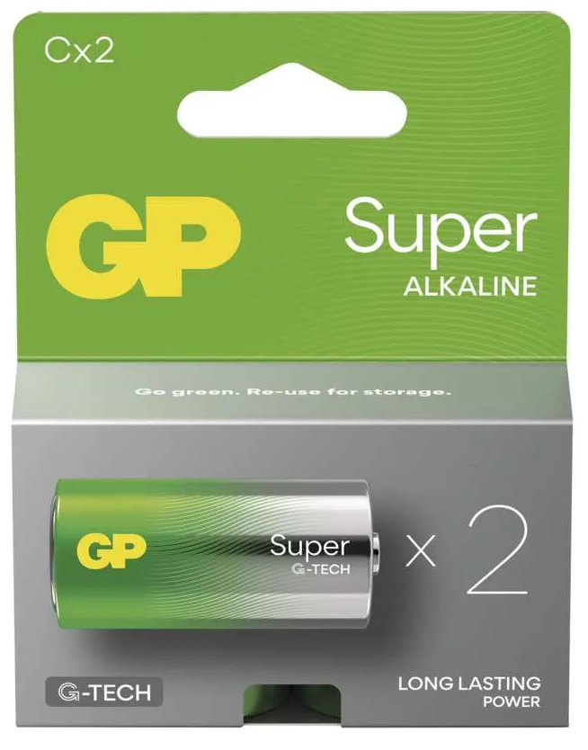 Batéria GPPCA14... (B01312) alkalická C 1,5V LR14 (bal=2ks) SUPER (zeleno-sivá) GP