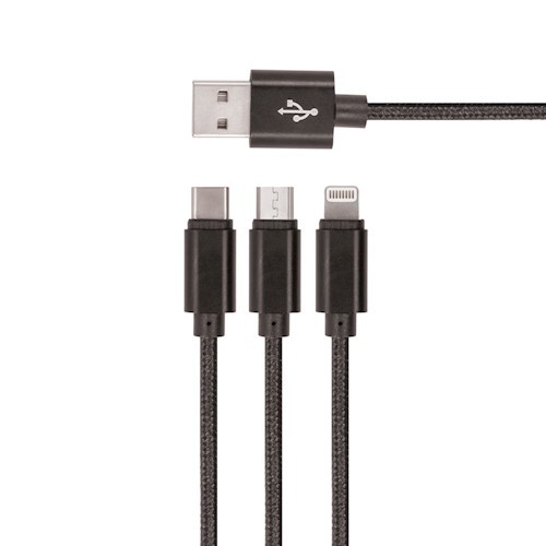 Kábel GSM043225 (KNA-MLC-1.221) k mobilu 3in1 USB čierny SETTY (Vega)