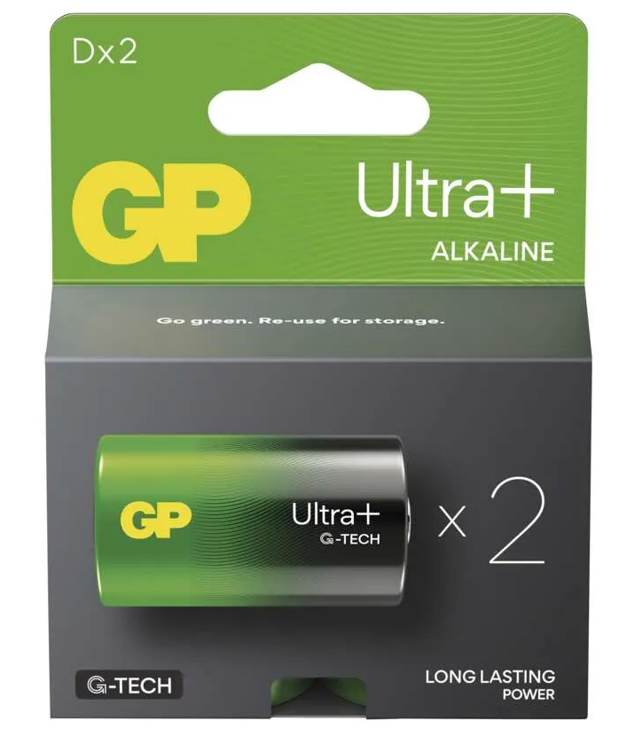 Batéria GP13AUPETA21-2GSB2 (B03412) alkalická D 1,5V LR20 (bal=2ks) ULTRA + (zeleno-čierna) GP