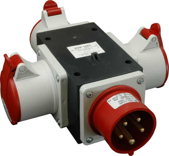 Rozvodka zásuvková ROP 3253, prívod 32A/400V, 5p, vývod 3x32A/400V, 5p, IP44